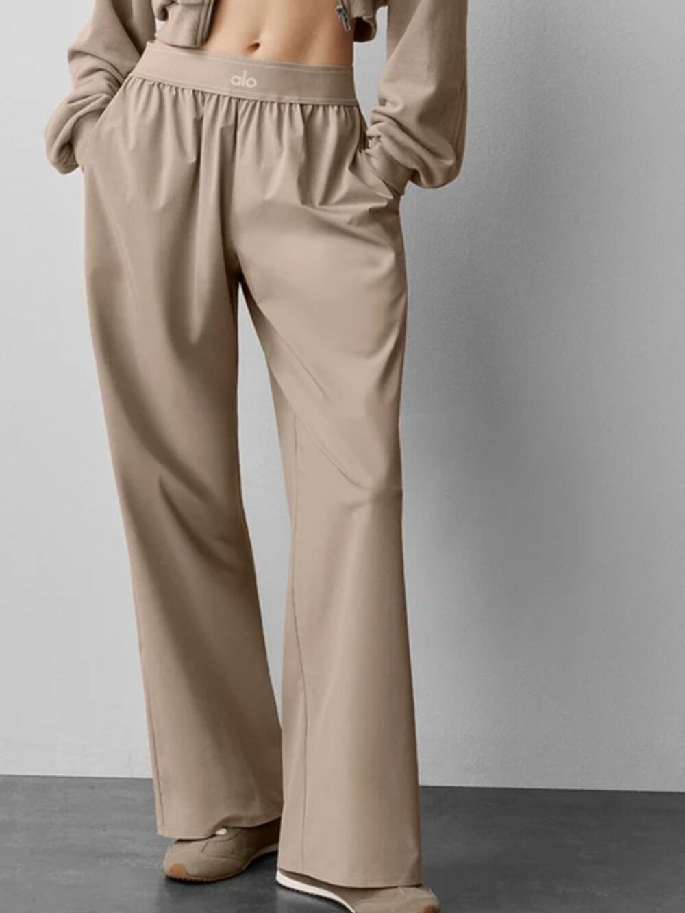 Gravel ALO Yoga Suit Up Trouser💕Wide Leg Pants Athleisure Versatile🧚‍♂️Regular - Picture 9 of 9